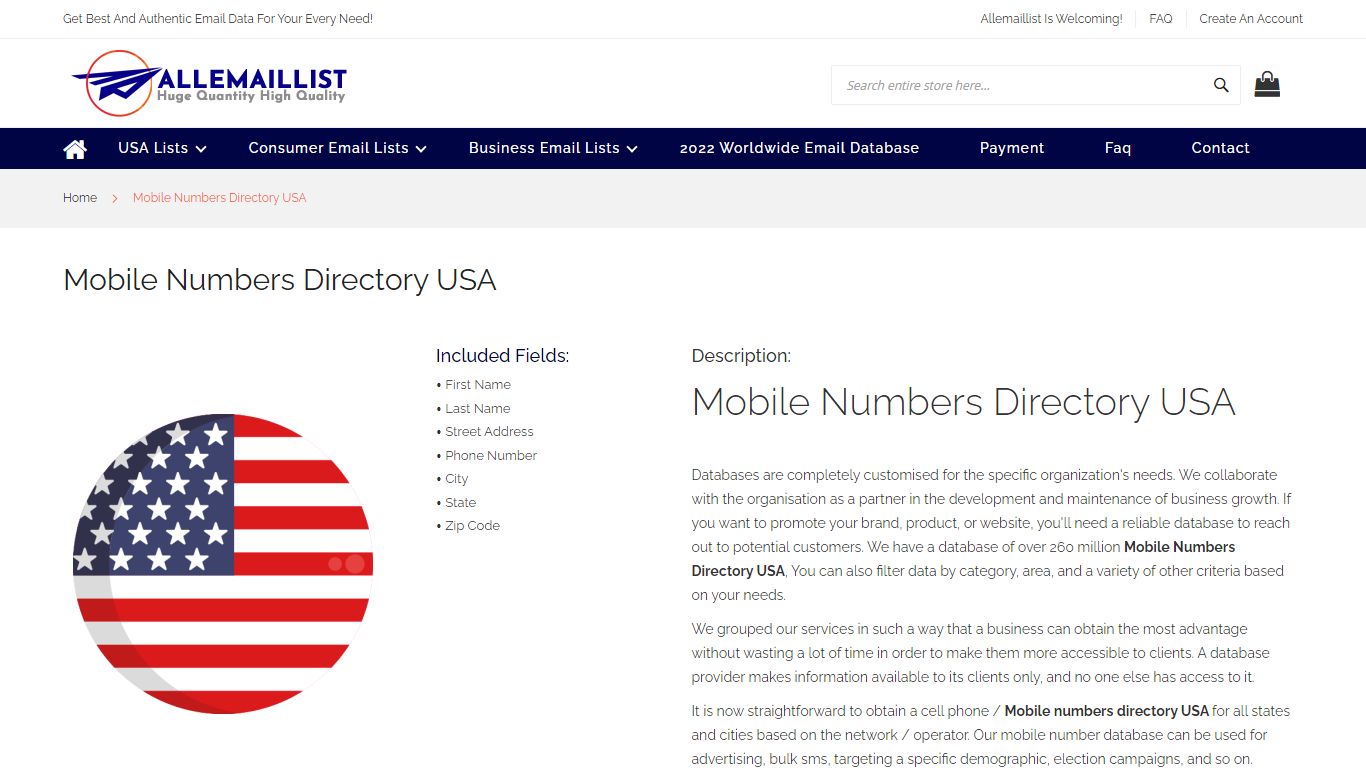 Fresh 320 Million USA Mobile Numbers Directory